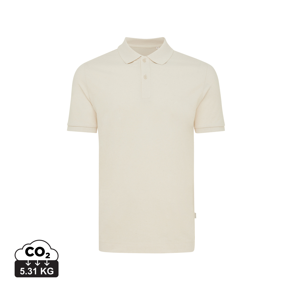 Polo publicitaire unisexe en coton recyclé 220g Iqoniq Yosemite natural raw